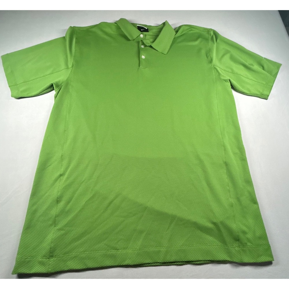 Nike Golf Fit Dry Polo Shirt Mens Large Lime Green Textured Waffle Knit